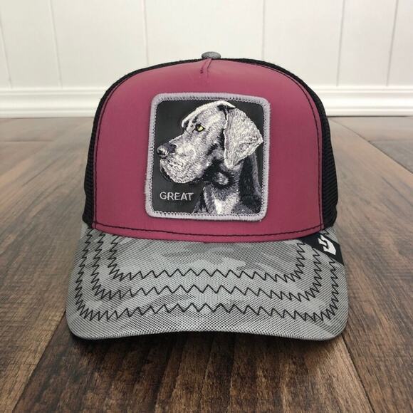 Goorin Bros Gr8 Even L8 Trucker Hat Snap Back Mens One Size Maroon Gray Black - Picture 2 of 11